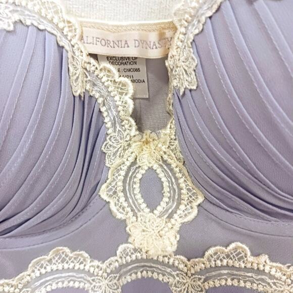 California Dynasty Babydoll Lingerie Set M Scalloped POWDER BLUE Padded Push-up - Picture 8 of 16